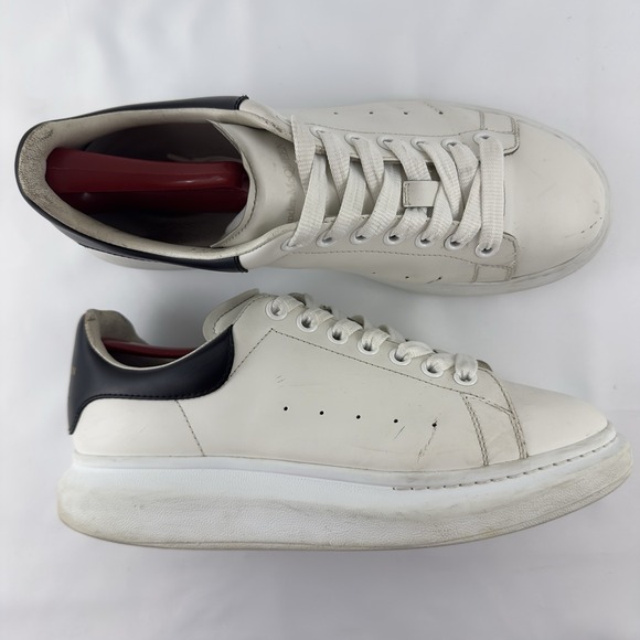 Alexander‎ McQueen Oversized Sneakers Men's White Leather Black Heel Size 43 - Picture 4 of 11